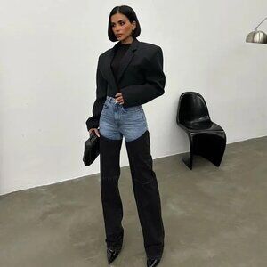 Stylish Women's Two-Tone Jeans